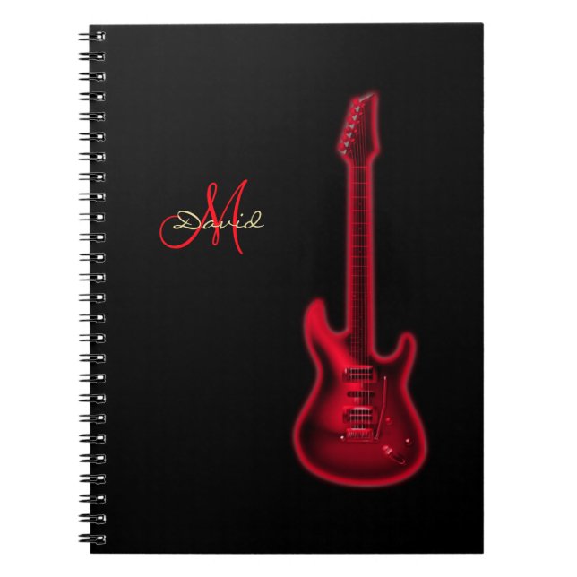Carnet rouge personnalisé de musique de guitare (Devant)