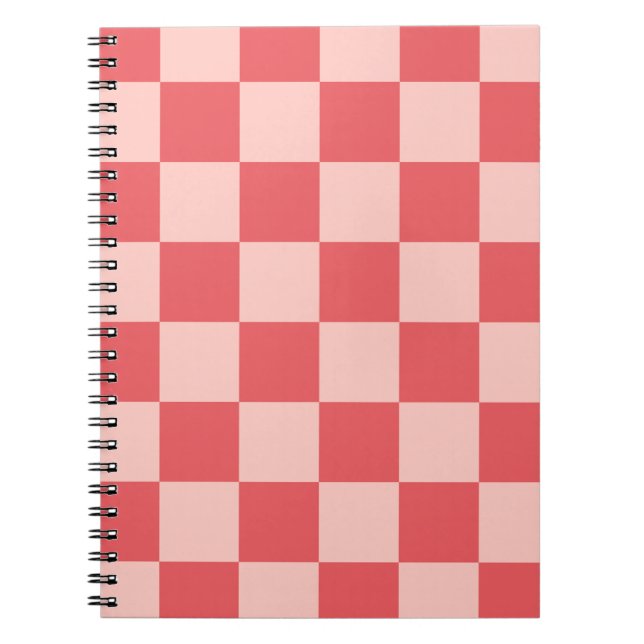 Carnet Rouge rose À damiers En vichy Motif (Devant)