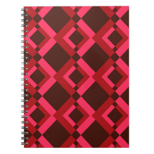 Carnet Rouge, rose, audacieux, animé, cool, géométrique t