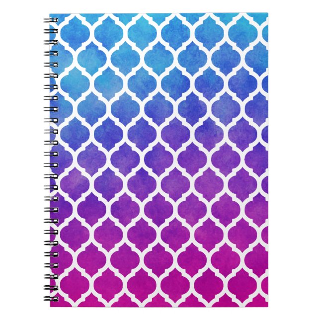 Carnet Rouge rose bleu Ombre Lattice marocain (Devant)