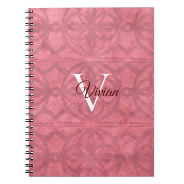 Carnet Rouge victorien rose (Devant)