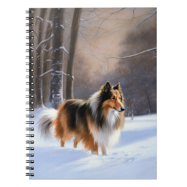 Carnet Rough Collie Laisser Neige Noël (Devant)