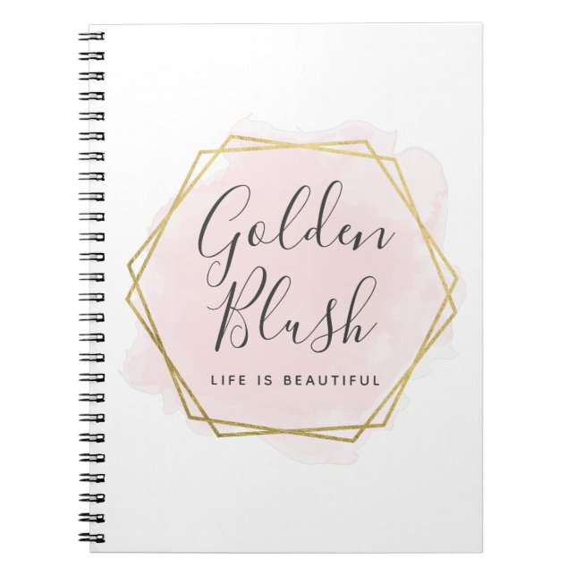 Carnet Rougissent chic géométrique d'aquarelle rose et (Devant)
