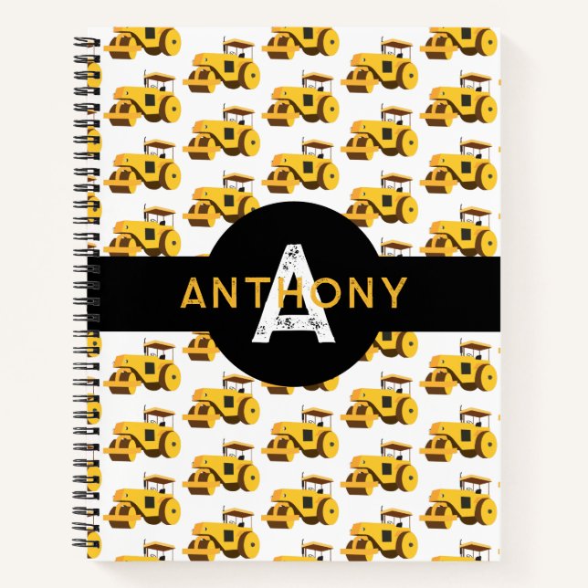 Carnet Rouleau pour enfants Camions de construction Monog (Devant)