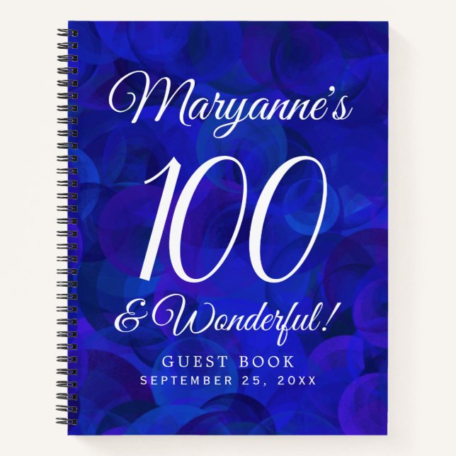 Carnet Royal Blue 100 et merveilleuse fête d'anniversaire (Devant)