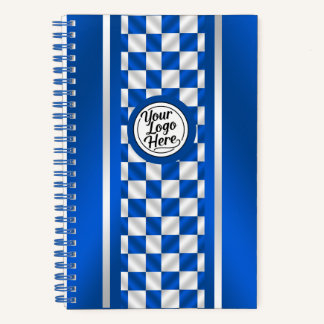 Carnet Royal Blue White Checkered Racing Style Logo