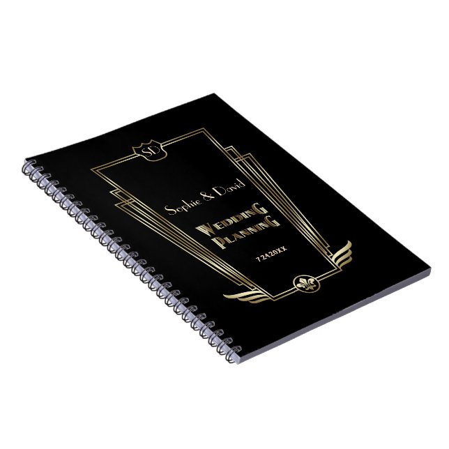 Carnet Royal Gold Art Deco Monogram Wedding planner (Côté Droit)