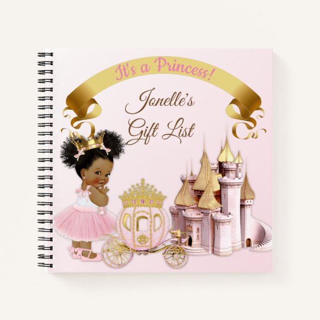 Carnet Royal Princess Castle Carriage Rose Gold Girl (Devant)