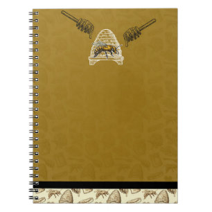 Carnet Ruche d'abeille à miel Jaune Doré Vintage Naturel
