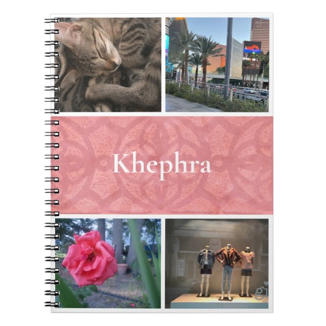 Carnet Ruddy Pink Batik Collage et nom (Devant)