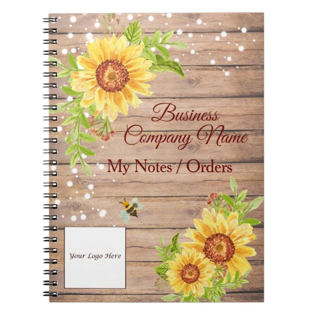 Carnet Russe Floral Yellow Sunflower Business (Devant)