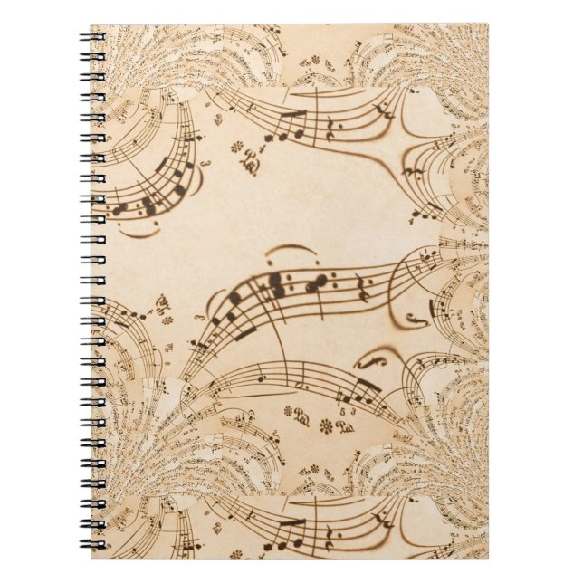 Carnet Rustic Antique Musical Notes (Devant)