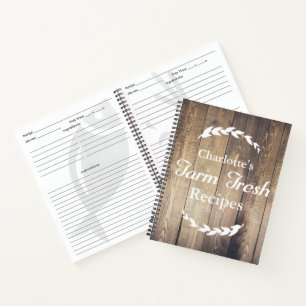 Carnet Rustic Country Farmhouse Grange Wood Recette