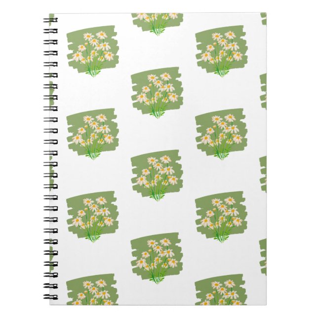 Carnet Rustic Floral Design on Green Background (Devant)