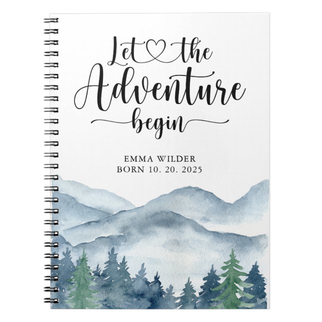 Carnet Rustic Forest Adventure Mountains Baby Keepsaké (Devant)