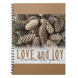 Carnet Rustic Holiday Love and Joy Pine Cone