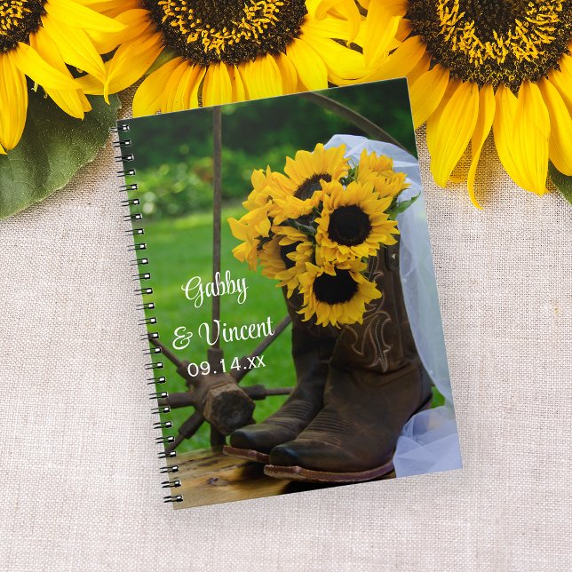 Carnet Rustic Sunflowers and Cowboy Boots Western Wedding (Créateur téléchargé)