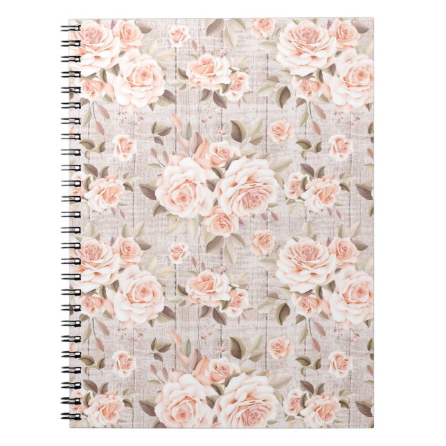 Carnet Rustic Wood & Vintage Roses Romantic Shabby Chic (Devant)