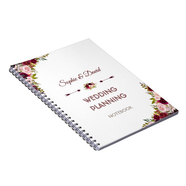 Carnet Rustique Bourgogne Marsala Wedding planner Floral (Côté Droit)