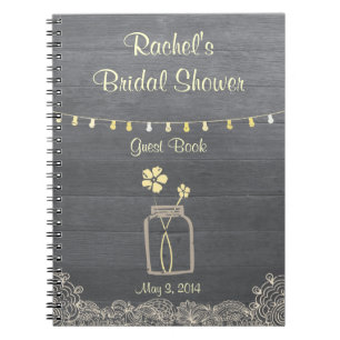 Carnet rustique de Fête de la mariée de pot de