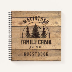 Carnet Rustique Nom de famille Cabine Forest Trees Guestb