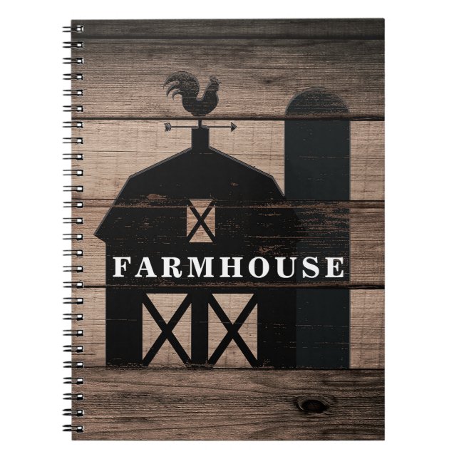 Carnet Rustique Patiné bois Noir Grange Pays Ferme (Devant)