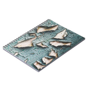 Carnet Rustique vieille peinture bleu clair vert peeling