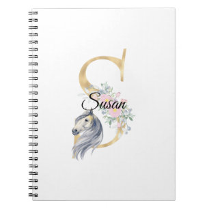 Carnet S lettre nom personnalisé monogramme avec cheval