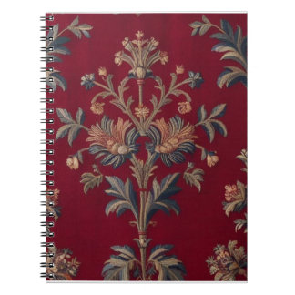 Carnet Sac broderie medievale fleurie en rouge bordeaux