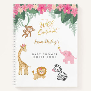Carnet Safari thème Baby Girl Douche Guest Book