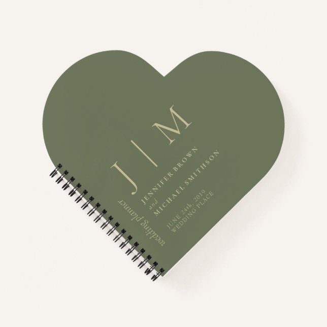 Carnet Sage and Gold Formal Simple Love Wedding planner (Devant)