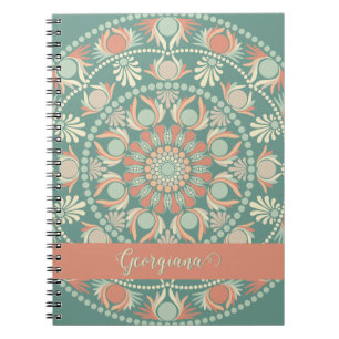 Carnet Sage rétro et Mandala de sable personnalisé