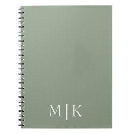 Carnet Sage vert et blanc | Monogramme moderne