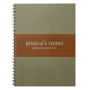Carnet Sage Vert Et Cuir Vintage Brown