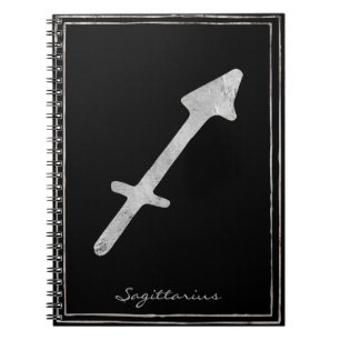 Carnet Sagittaire martelé argent stylisé astrologie