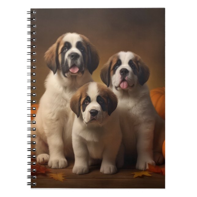 Carnet Saint Bernard Puppy Automne Citrouille (Devant)