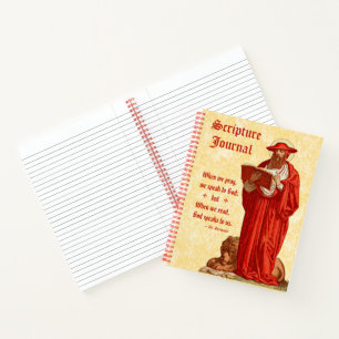 Carnet Saint Jérôme en cardinal avec Lion (P 004) Écritur