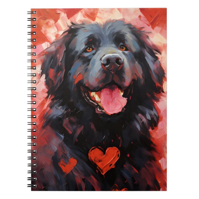 Carnet Saint-Valentin, chien de Terre-Neuve (Devant)