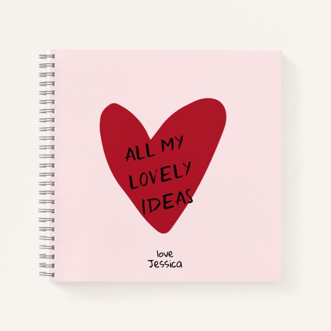Carnet Saint-Valentin coeur rouge sur le bg rose (Devant)