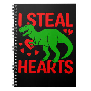 Carnet Saint-Valentin Dinosaure Vert Je Vole des Cœurs