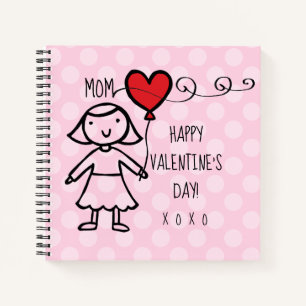 Carnet Saint-Valentin Dots roses Carton de maman Coeur ro