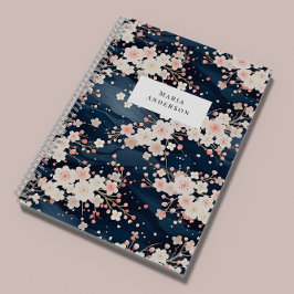 Carnet Sakura Floral Wavy Lines Monogramme