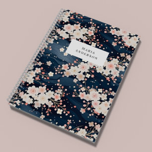 Carnet Sakura Floral Wavy Lines Monogramme
