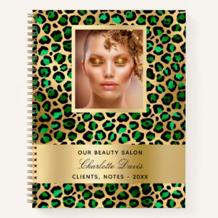 Carnet Salon de beauté léopard vert émeraude