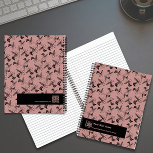 Carnet Salon des cheveux Outils Motif rose noir