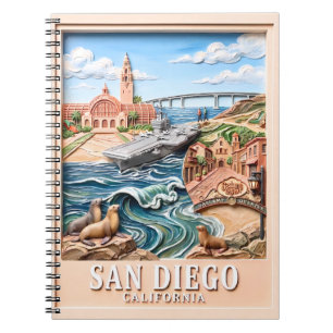 Carnet San Diego Californie Voyage Monuments Texturés 3D