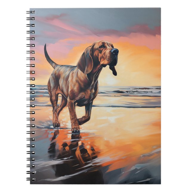 Carnet Sandy Paws Bloodhound Dog on Beach Sunset (Devant)