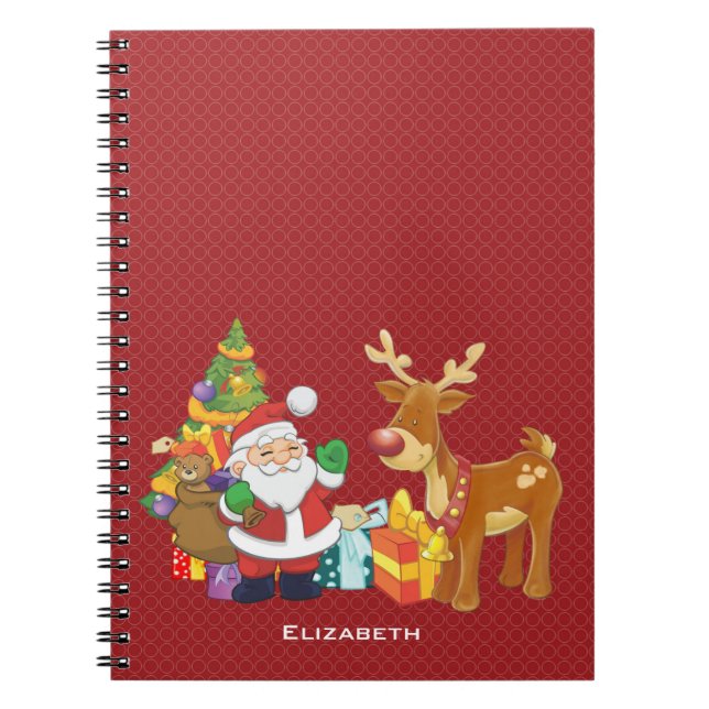 Carnet Santa and Reindeer par Christmas Tree with Present (Devant)