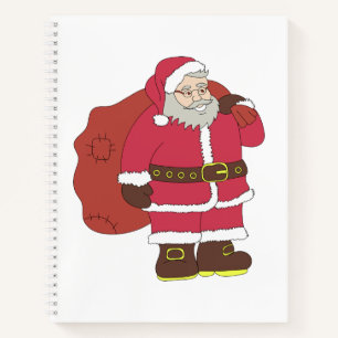 Carnet Santa Claus en rouge avec sac cadeau et lunettes