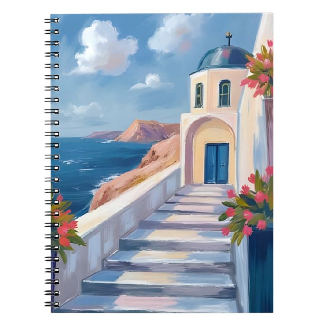 Carnet Santorini Greece Watercolor Travel Art (Devant)